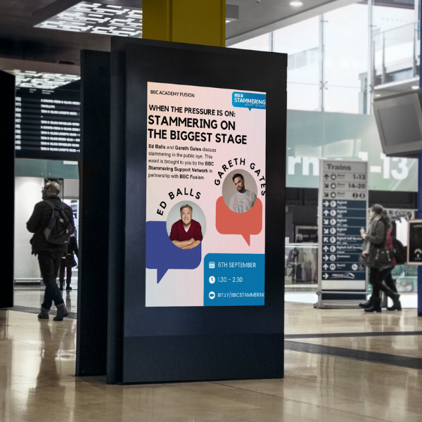  banner v lobby: Grafika pro konferenci Stammering, BBC 