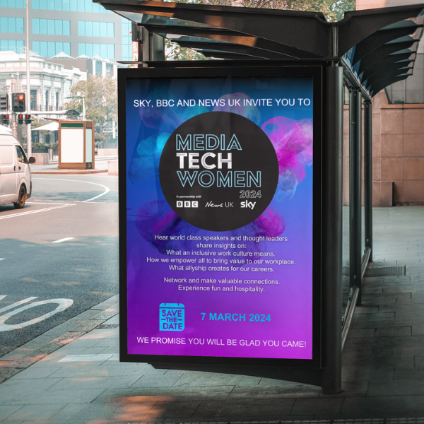  banner na zastavce, Media Tech Women 